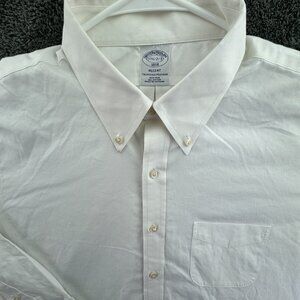 Brooks Brothers Button Up Shirt Long Sleeve White 17.5 32/33 Regent Non Iron Men